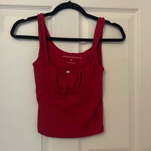 Aeropostale Red Fitted Ruched Tank Top